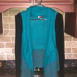 Green and black cardigan